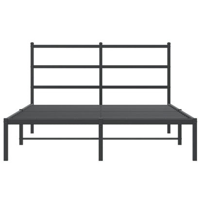 vidaXL Metal Bed Frame without Mattress with Headboard Black 140x200cm