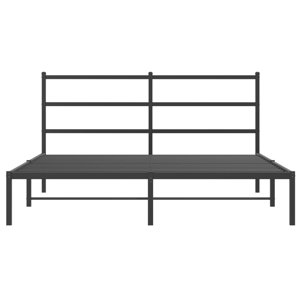 vidaXL Metal Bed Frame without Mattress with Headboard Black 160x200cm