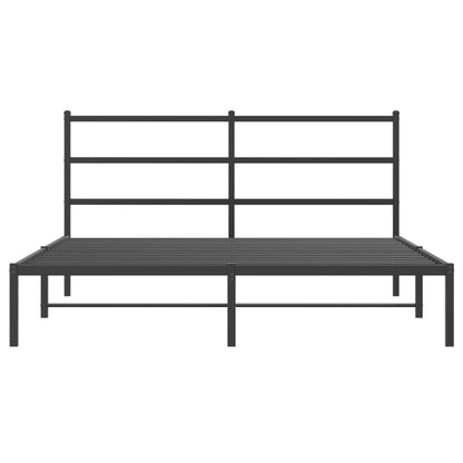 vidaXL Metal Bed Frame without Mattress with Headboard Black 160x200cm
