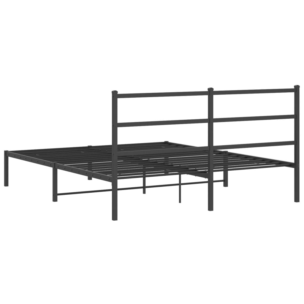 vidaXL Metal Bed Frame without Mattress with Headboard Black 160x200cm