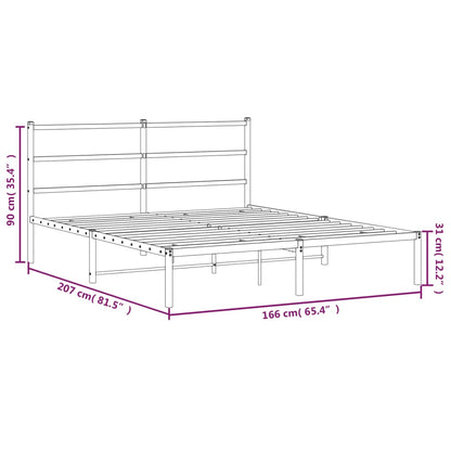 vidaXL Metal Bed Frame without Mattress with Headboard Black 160x200cm