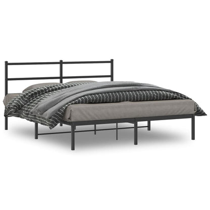 vidaXL Metal Bed Frame without Mattress with Headboard Black 160x200cm