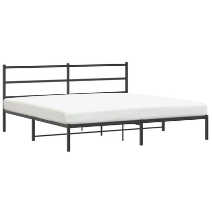 vidaXL Metal Bed Frame without Mattress with Headboard Black 180x200cm