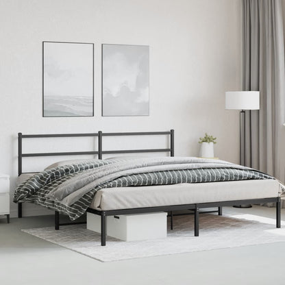 vidaXL Metal Bed Frame without Mattress with Headboard Black 180x200cm