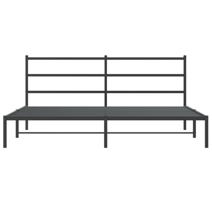 vidaXL Metal Bed Frame without Mattress with Headboard Black 180x200cm