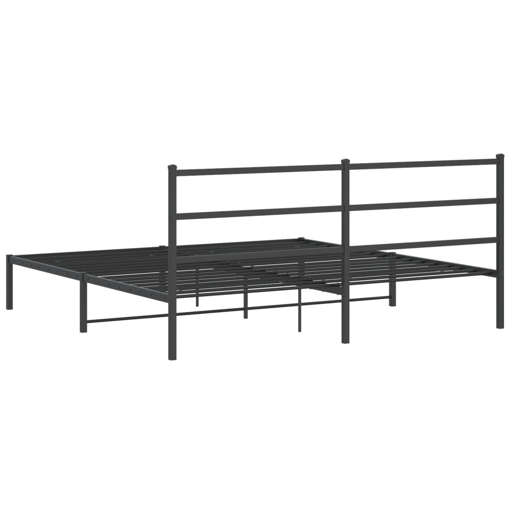 vidaXL Metal Bed Frame without Mattress with Headboard Black 180x200cm
