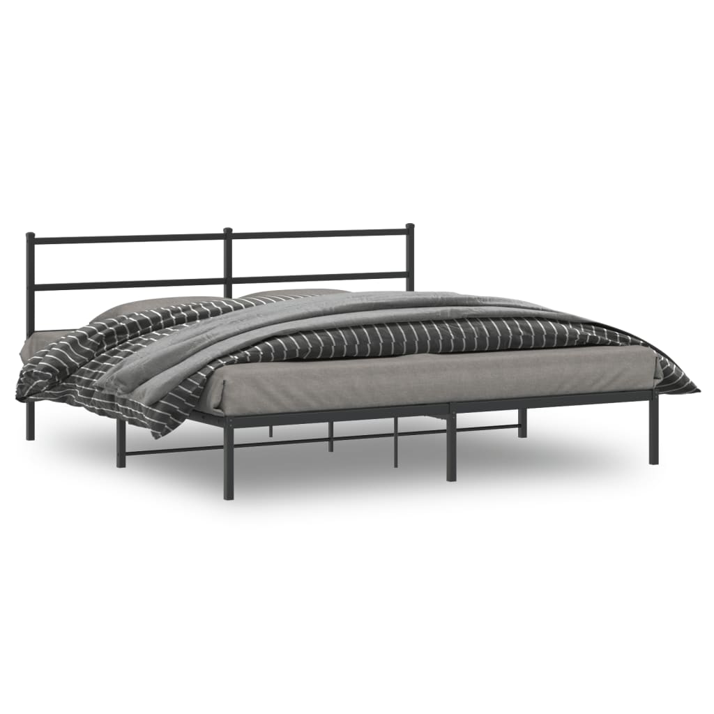 vidaXL Metal Bed Frame without Mattress with Headboard Black 180x200cm