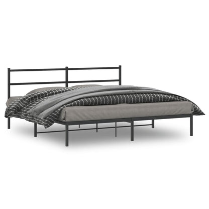 vidaXL Metal Bed Frame without Mattress with Headboard Black 180x200cm