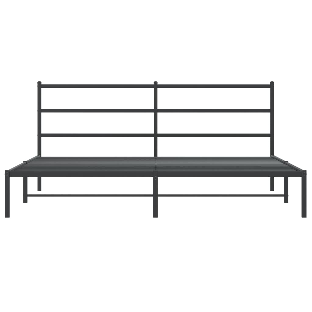 vidaXL Metal Bed Frame without Mattress with Headboard Black 193x203cm