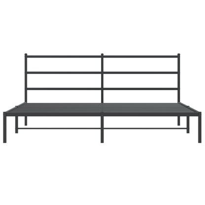 vidaXL Metal Bed Frame without Mattress with Headboard Black 193x203cm