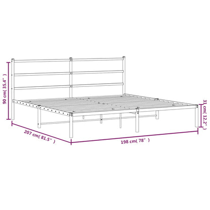 vidaXL Metal Bed Frame without Mattress with Headboard Black 193x203cm