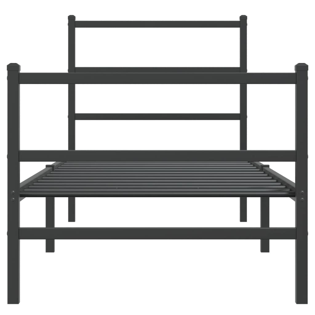 vidaXL Metal Bed Frame without Mattress with Footboard Black 75x190cm