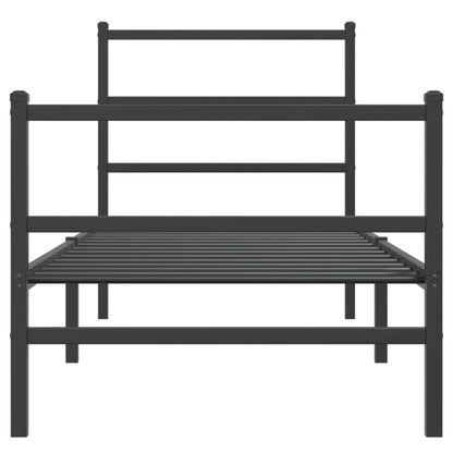 vidaXL Metal Bed Frame without Mattress with Footboard Black 75x190cm