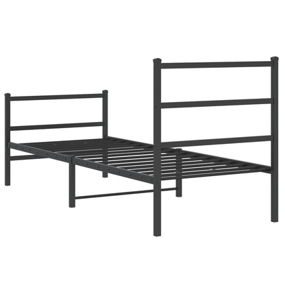 vidaXL Metal Bed Frame without Mattress with Footboard Black 75x190cm