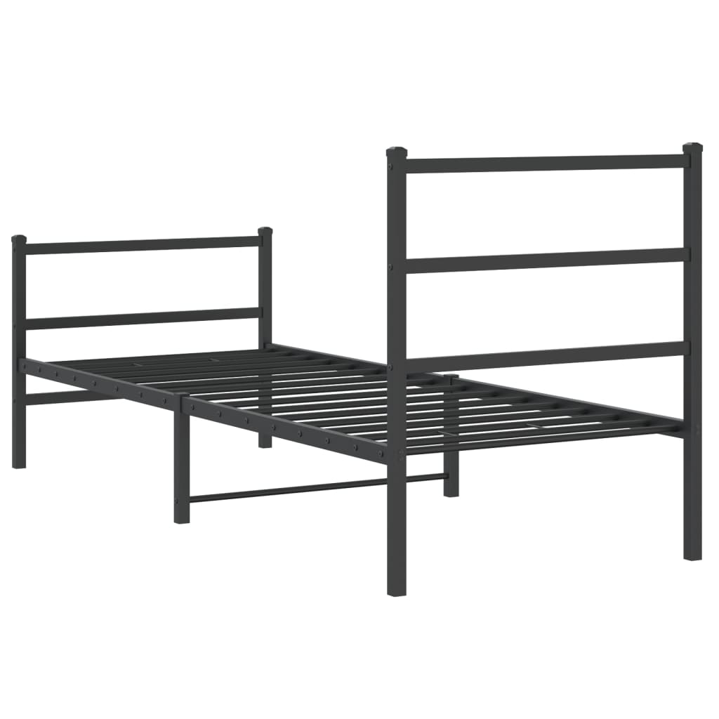 vidaXL Metal Bed Frame without Mattress with Footboard Black 80x200cm