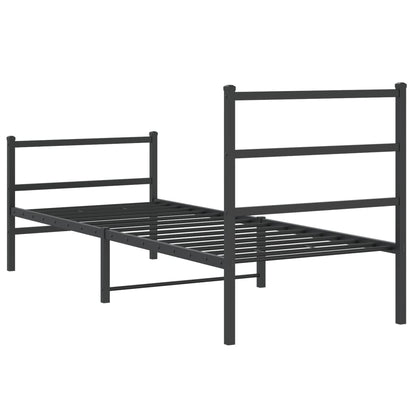 vidaXL Metal Bed Frame without Mattress with Footboard Black 80x200cm