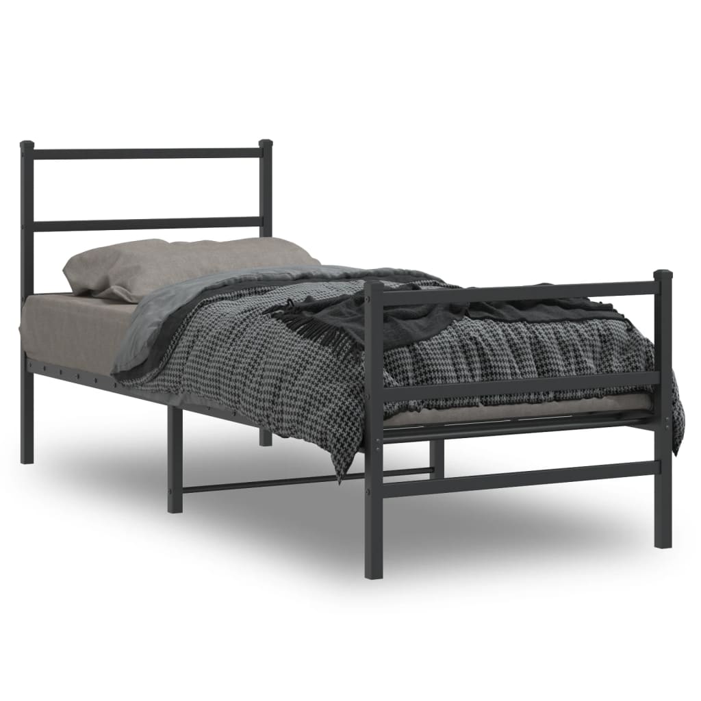 vidaXL Metal Bed Frame without Mattress with Footboard Black 80x200cm