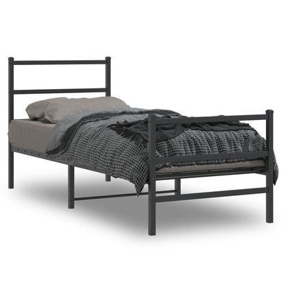vidaXL Metal Bed Frame without Mattress with Footboard Black 80x200cm