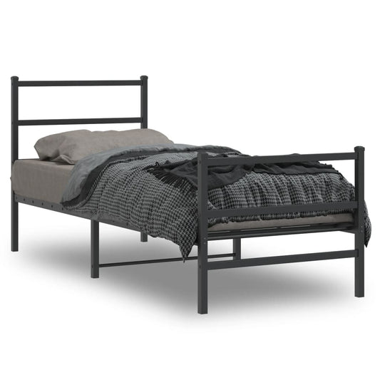 vidaXL Metal Bed Frame without Mattress with Footboard Black 80x200cm