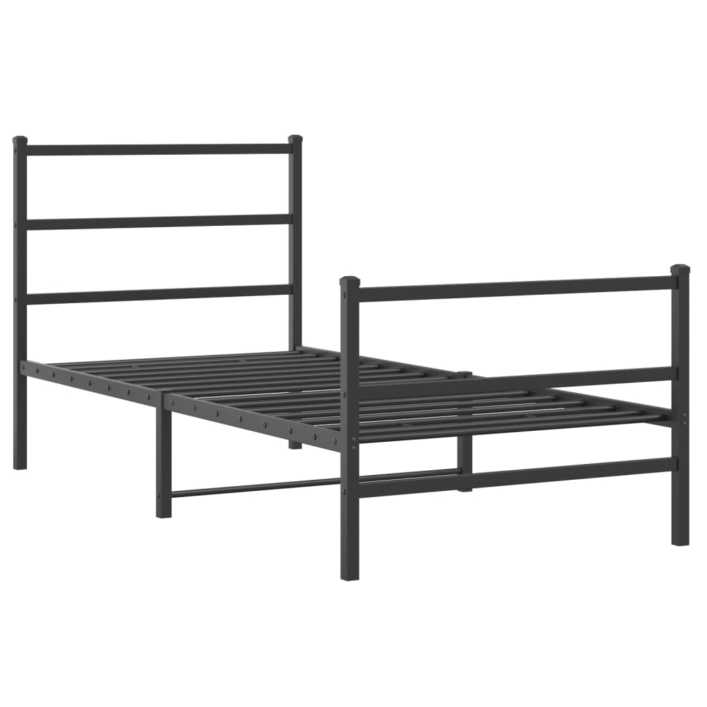 vidaXL Metal Bed Frame without Mattress with Footboard Black 90x190cm