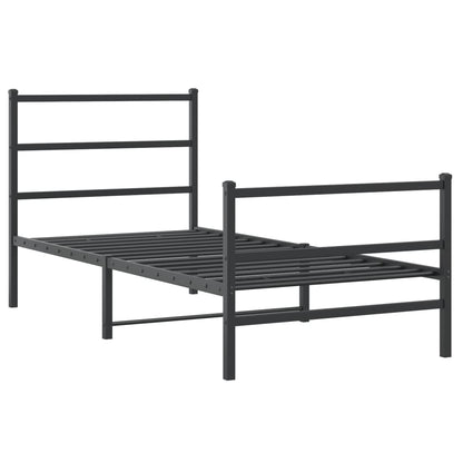 vidaXL Metal Bed Frame without Mattress with Footboard Black 90x190cm