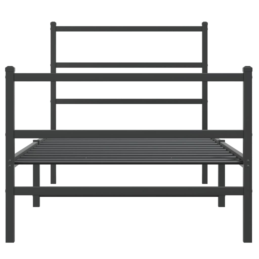 vidaXL Metal Bed Frame without Mattress with Footboard Black 90x190cm