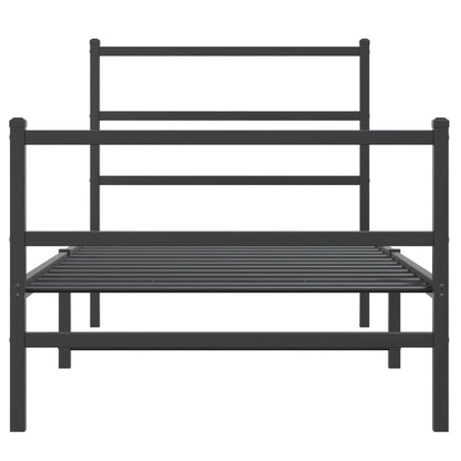 vidaXL Metal Bed Frame without Mattress with Footboard Black 90x190cm