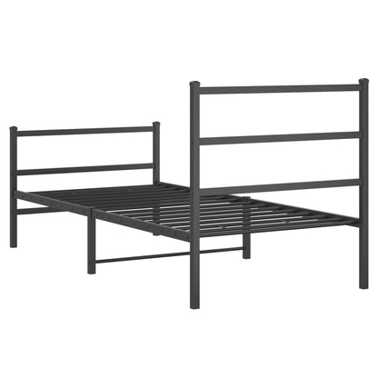 vidaXL Metal Bed Frame without Mattress with Footboard Black 90x190cm