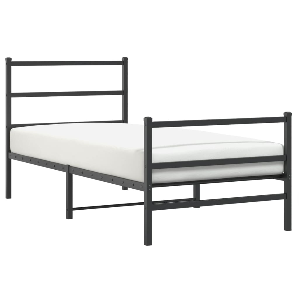 vidaXL Metal Bed Frame without Mattress with Footboard Black 90x200cm