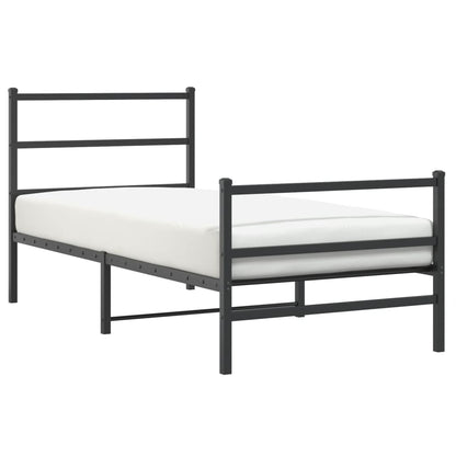 vidaXL Metal Bed Frame without Mattress with Footboard Black 90x200cm