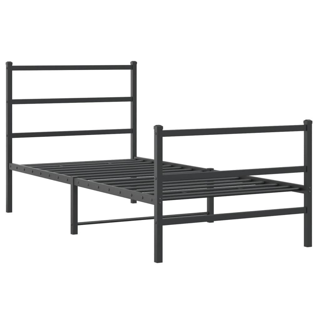 vidaXL Metal Bed Frame without Mattress with Footboard Black 90x200cm