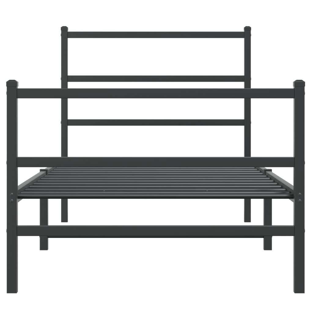 vidaXL Metal Bed Frame without Mattress with Footboard Black 90x200cm
