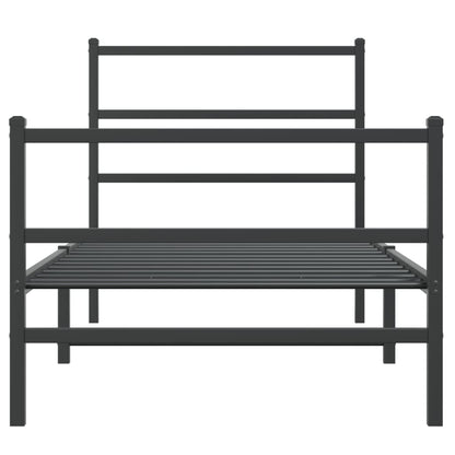 vidaXL Metal Bed Frame without Mattress with Footboard Black 90x200cm