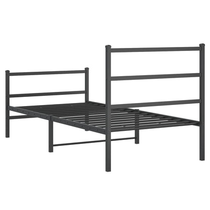 vidaXL Metal Bed Frame without Mattress with Footboard Black 90x200cm