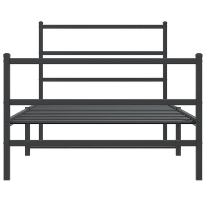 vidaXL Metal Bed Frame without Mattress with Footboard Black 100x190cm
