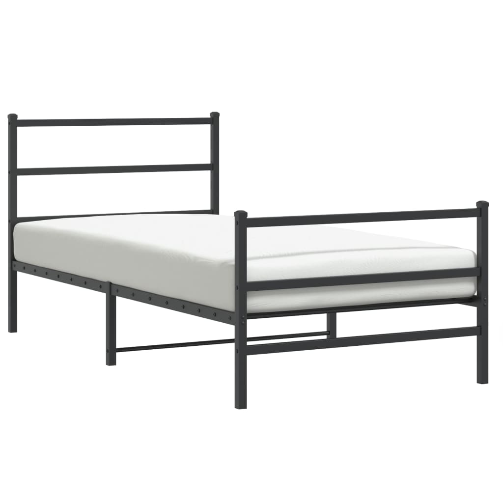 vidaXL Metal Bed Frame without Mattress with Footboard Black 100x200cm