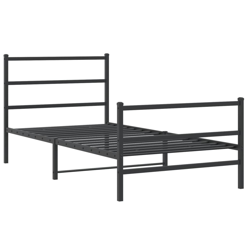 vidaXL Metal Bed Frame without Mattress with Footboard Black 100x200cm