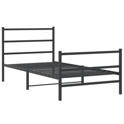 vidaXL Metal Bed Frame without Mattress with Footboard Black 100x200cm