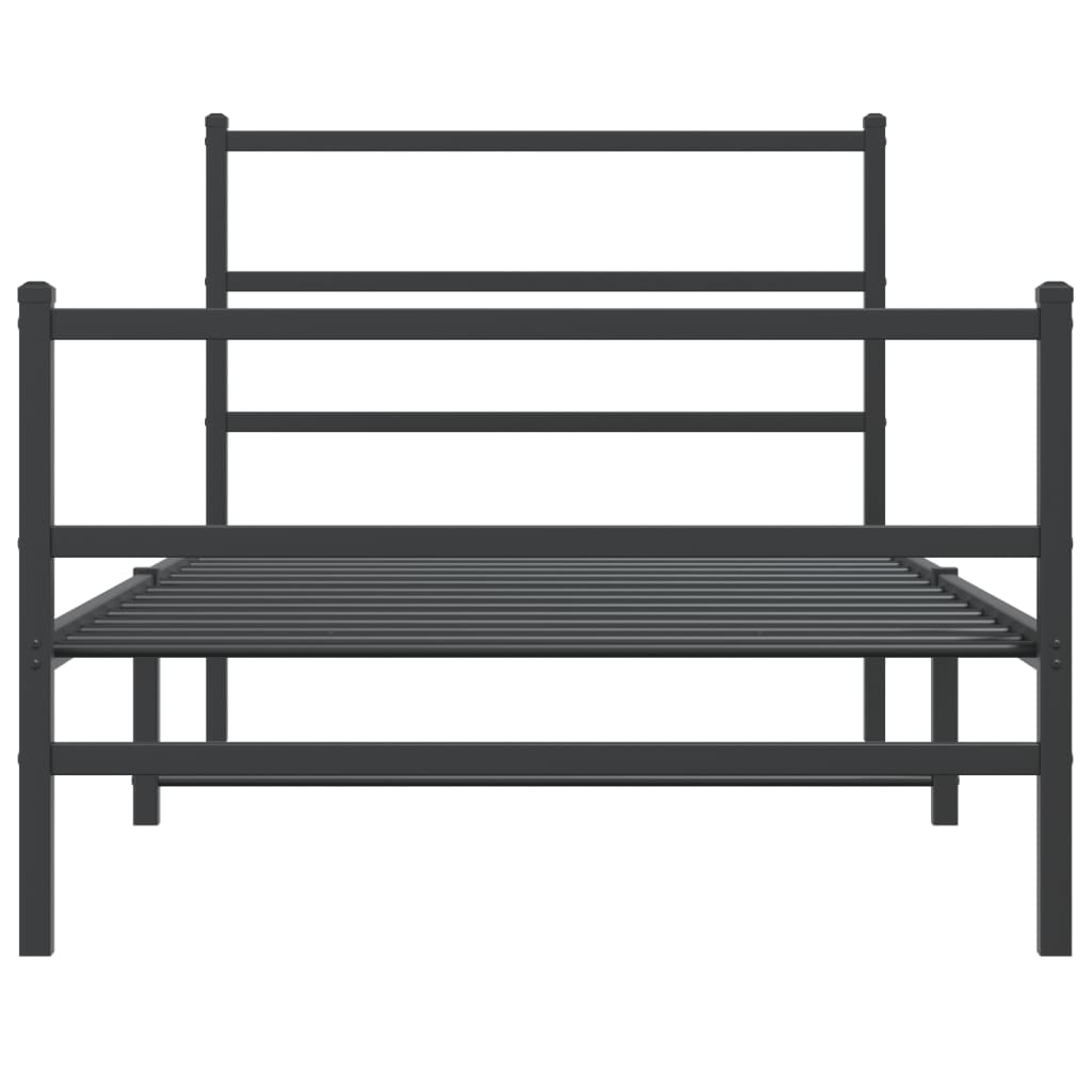 vidaXL Metal Bed Frame without Mattress with Footboard Black 100x200cm