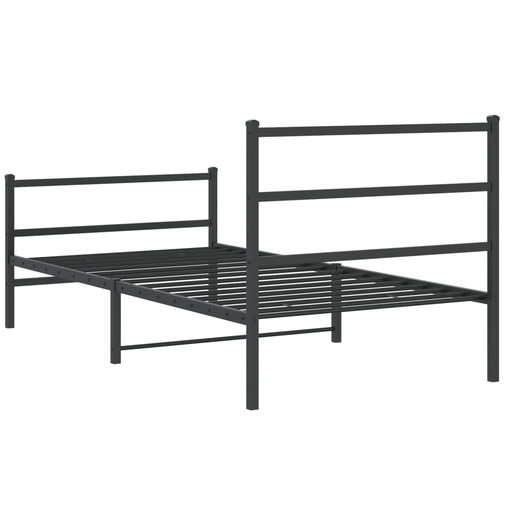 vidaXL Metal Bed Frame without Mattress with Footboard Black 100x200cm