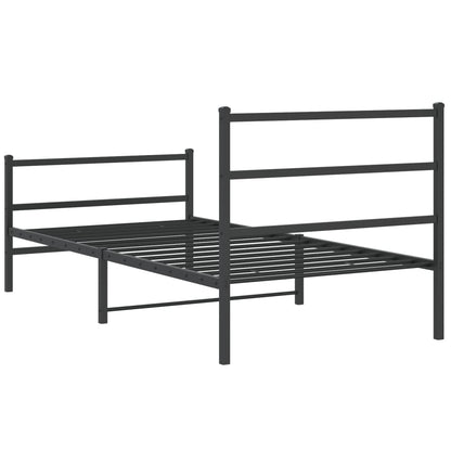 vidaXL Metal Bed Frame without Mattress with Footboard Black 100x200cm