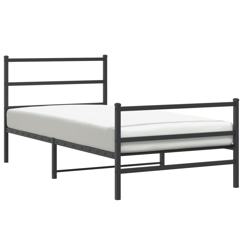 vidaXL Metal Bed Frame without Mattress with Footboard Black 107x203cm