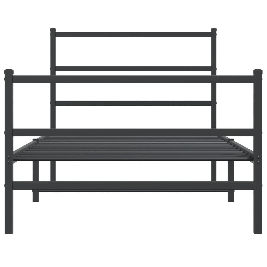 vidaXL Metal Bed Frame without Mattress with Footboard Black 107x203cm