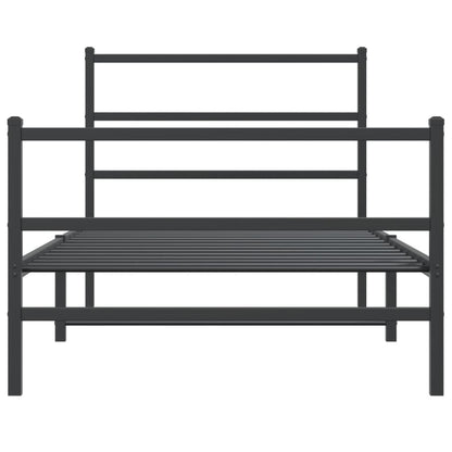 vidaXL Metal Bed Frame without Mattress with Footboard Black 107x203cm