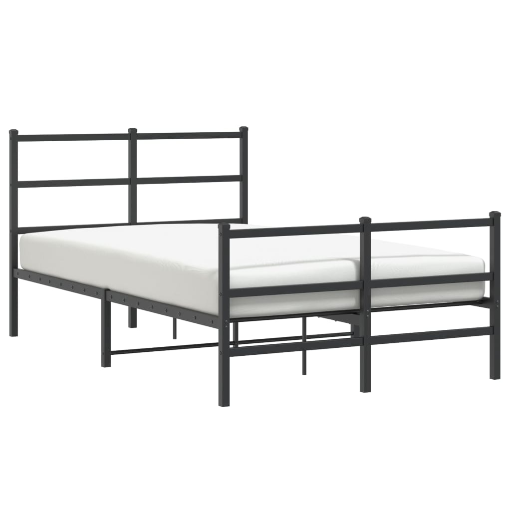 vidaXL Metal Bed Frame without Mattress with Footboard Black 120x190cm