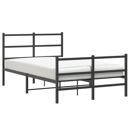 vidaXL Metal Bed Frame without Mattress with Footboard Black 120x190cm