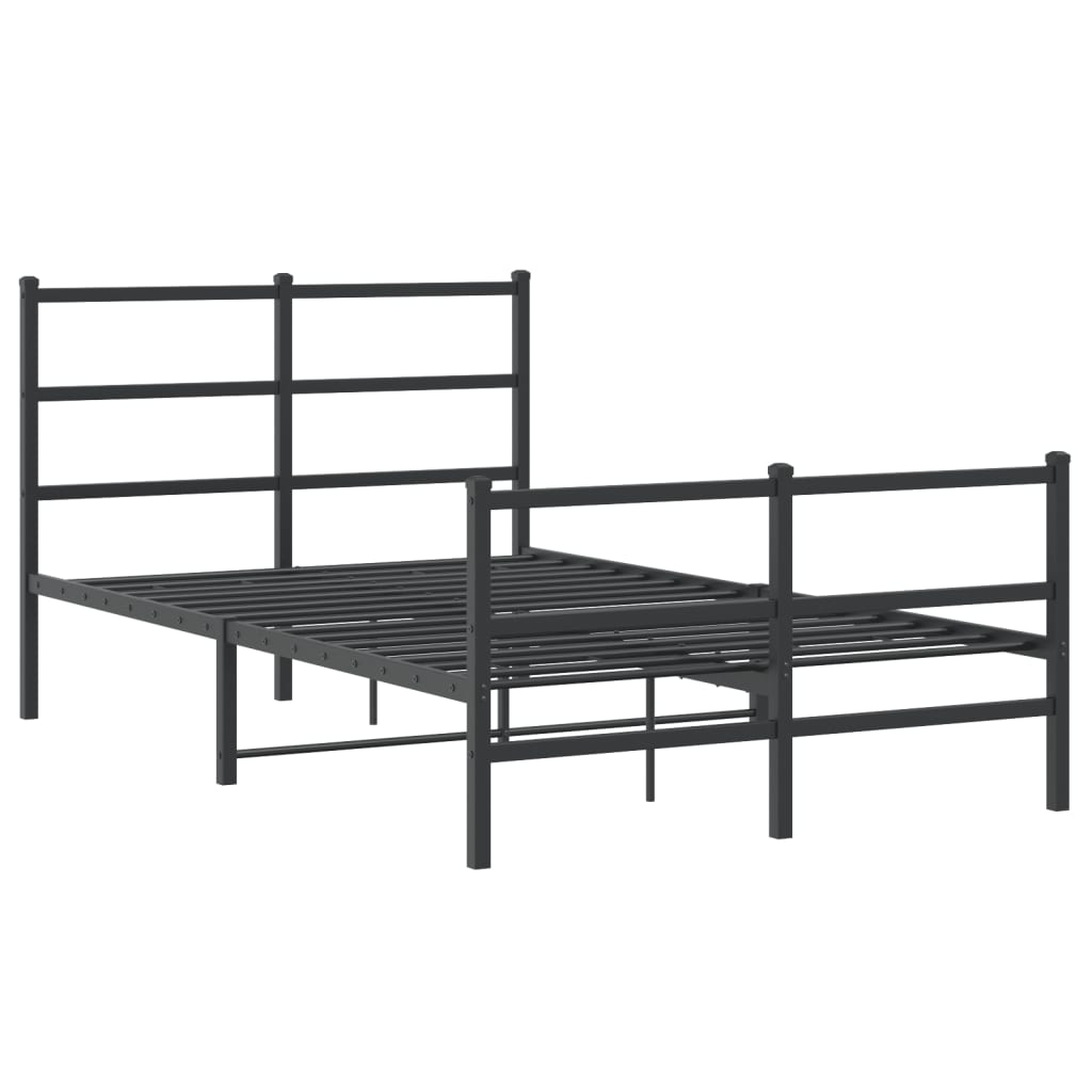 vidaXL Metal Bed Frame without Mattress with Footboard Black 120x190cm