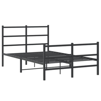 vidaXL Metal Bed Frame without Mattress with Footboard Black 120x190cm