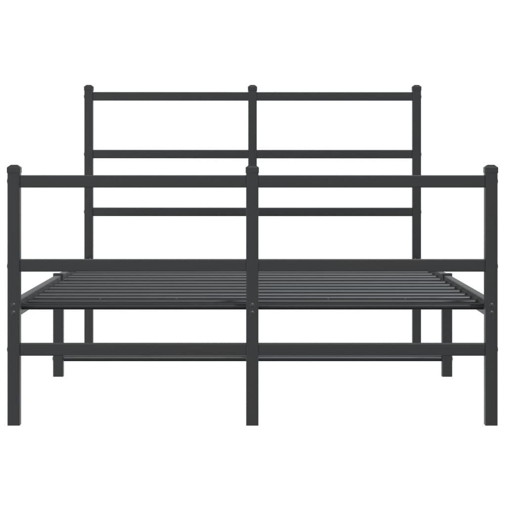 vidaXL Metal Bed Frame without Mattress with Footboard Black 120x190cm