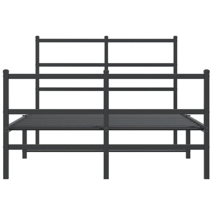 vidaXL Metal Bed Frame without Mattress with Footboard Black 120x190cm